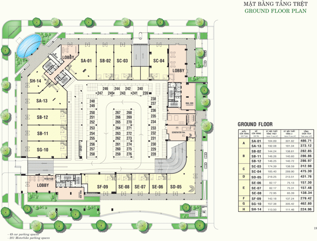 Mặt bằng tầng trệt